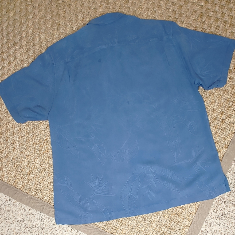 TOMMY BAHAMA ORIGINAL FIT JACQUARD PALM LEAF PRINT CAMP SHIRT, BRIGHT COBALT XL - Picture 6 of 13